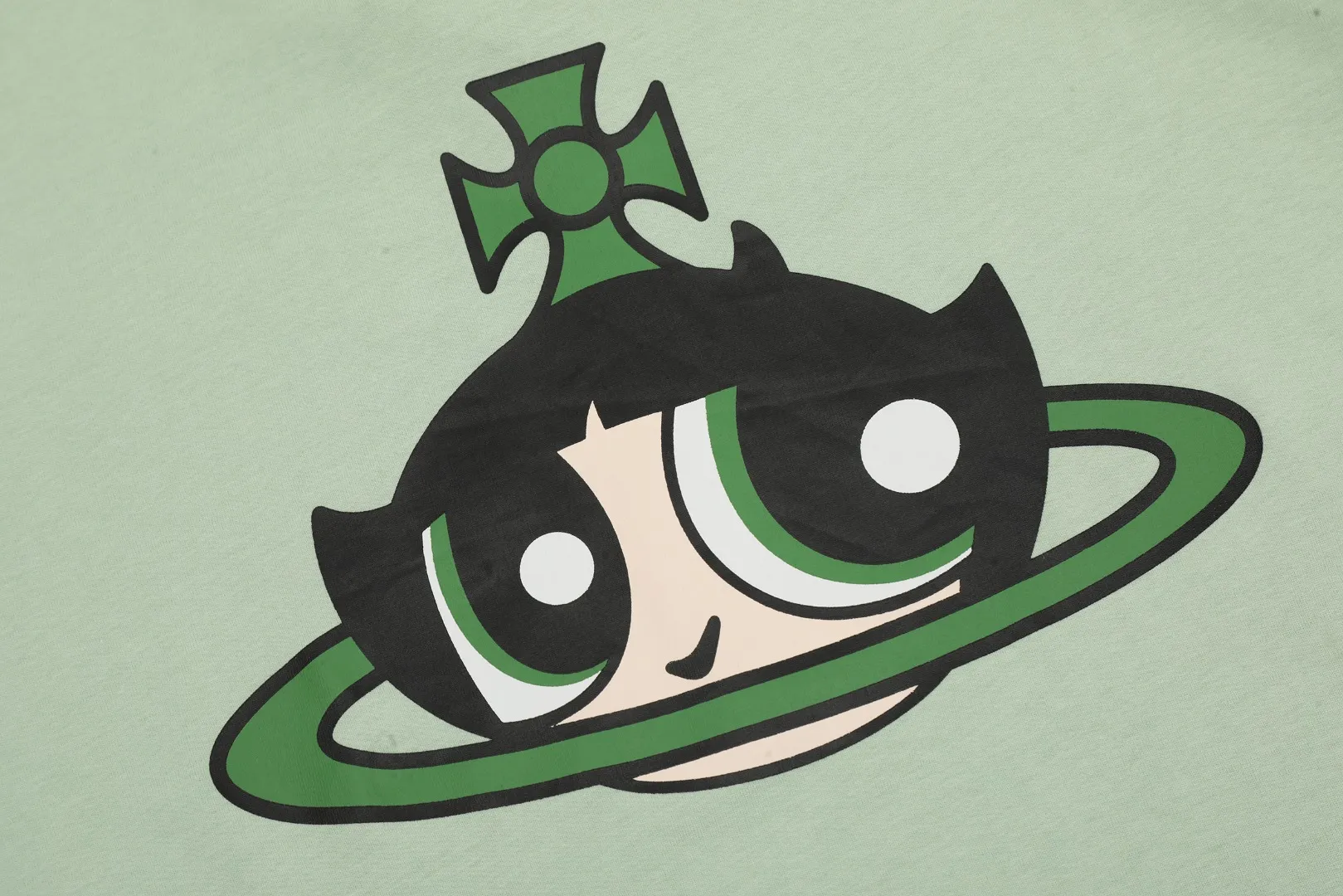vivienne west wood Vivienne Powerpuff Girls co-branded printed short-sleeves are simply not good-looking! Same style for men and women, the rise of the retro second dimension Color: Huahua (pink) Bubble (blue) Maomao (green) Size: XS-L